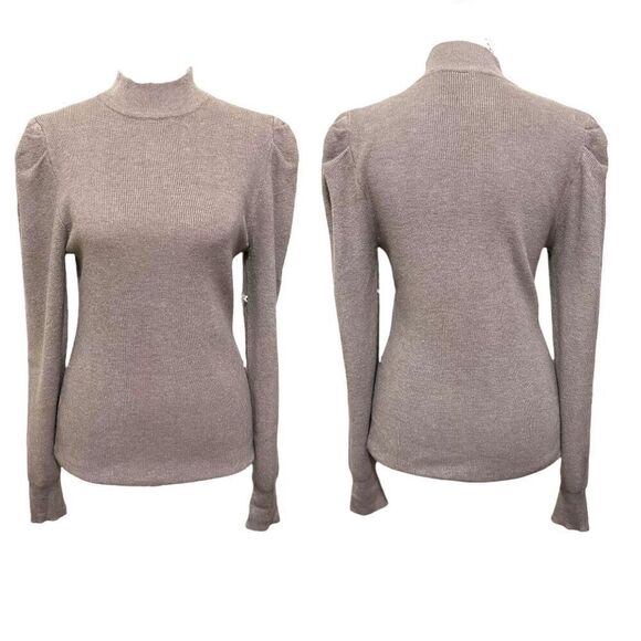 Cielo puff Sleeve Mock Turtleneck Sweater in Camel - Picture 1 of 10
